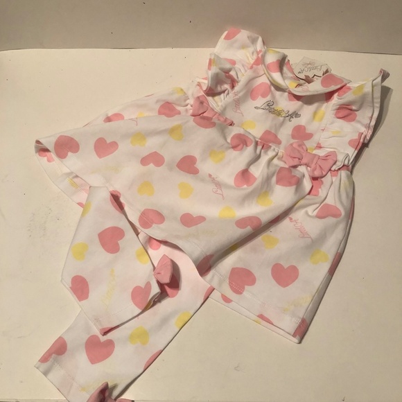 Little A Janice Pastel Hearts Heart Print Legging Set - Bright White - Picture 2 of 11